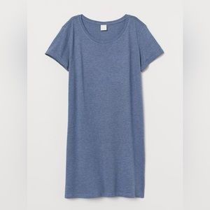 H&M Basics Blue Melange Jersey T-shirt Dress, Size Small
